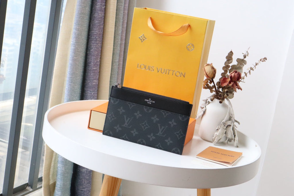 LV SLIM PURSE BLUE MONOGRAM CANVAS 20CM