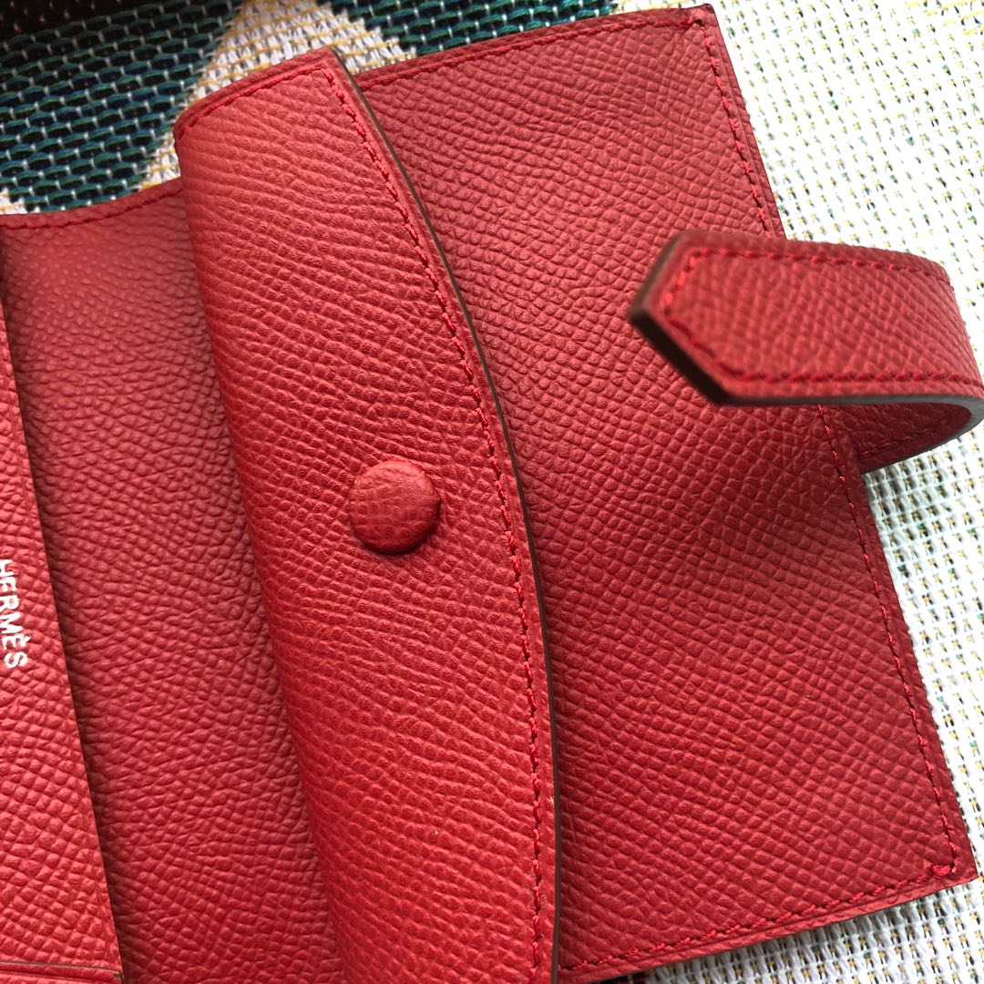 BEARN COMPACT WALLET 12 IN CRIMSON RED EPSOM LEATHER