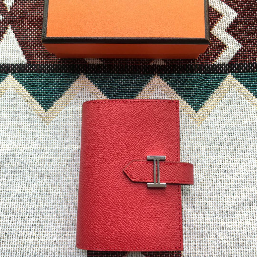 BEARN COMPACT WALLET 12 IN CRIMSON RED EPSOM LEATHER