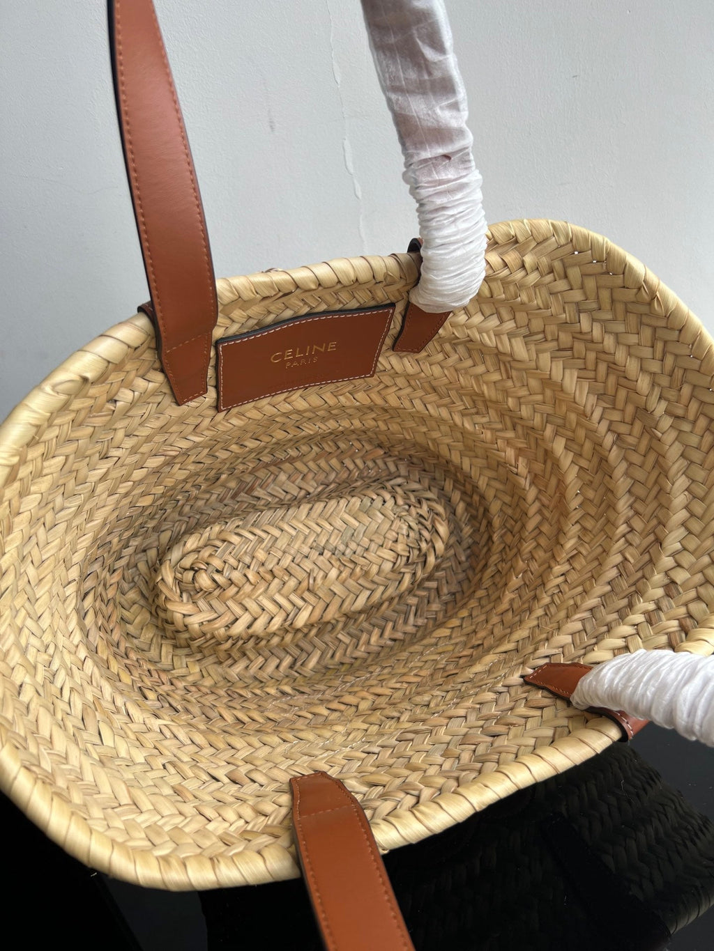 TRIOMPHE 35 BEIGE MOROCCAN RAFFIA FIBERS BAG