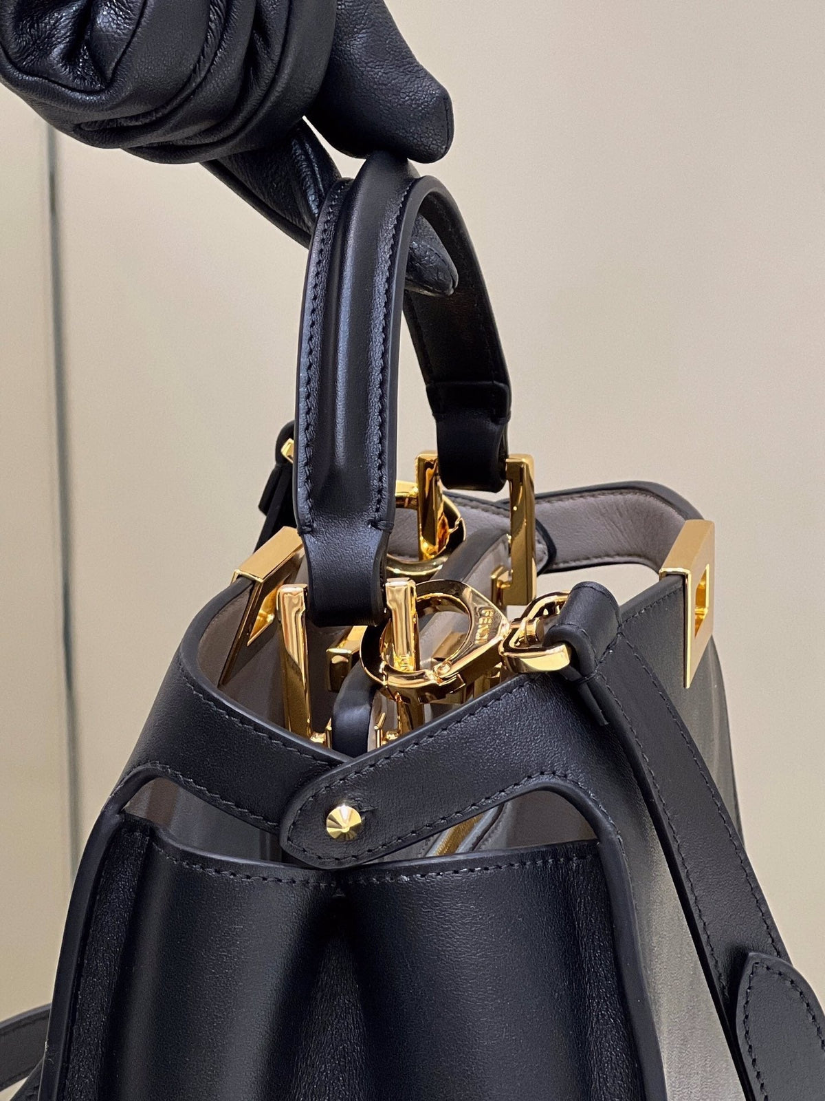 FENDI PEEKABOO 27 IN BLACK CALFSKIN WITH GOLD HARDWARE