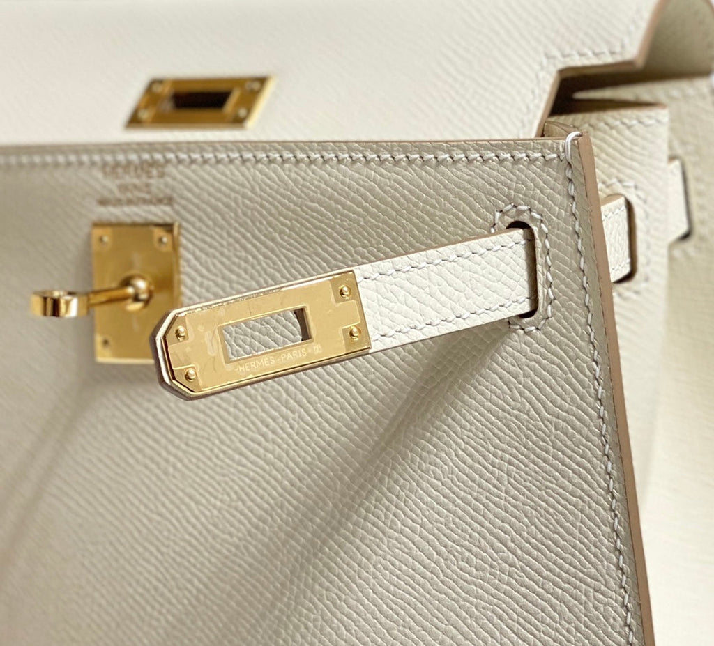 KELLY MINI 20 BAG IN WHITE CALFSKIN WITH GOLD HARDWARE