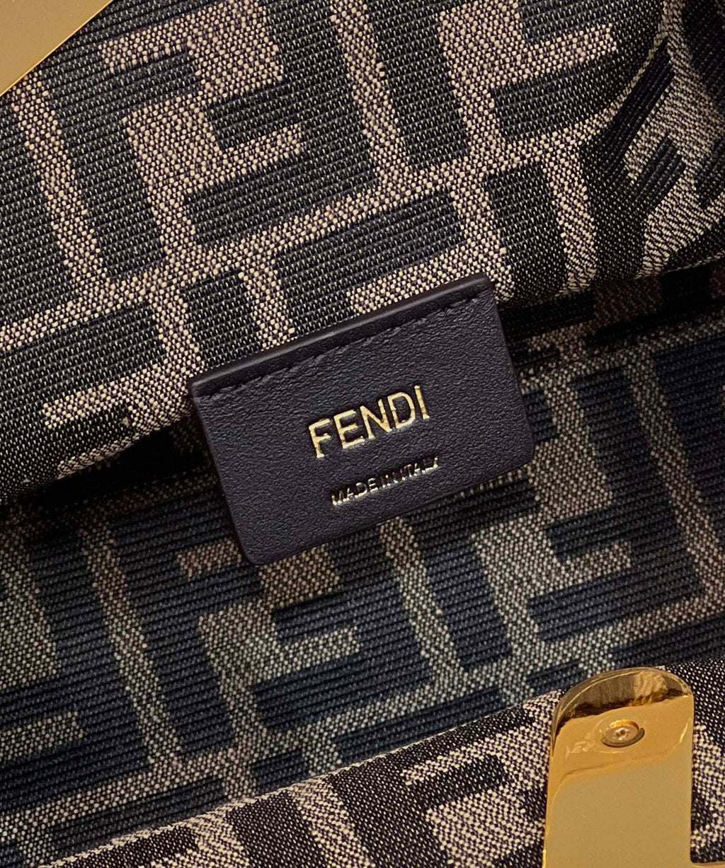 FENDI FIRST SMALL 26 BLACK LEATHER BAG WITH EXOTIC DETAILS
