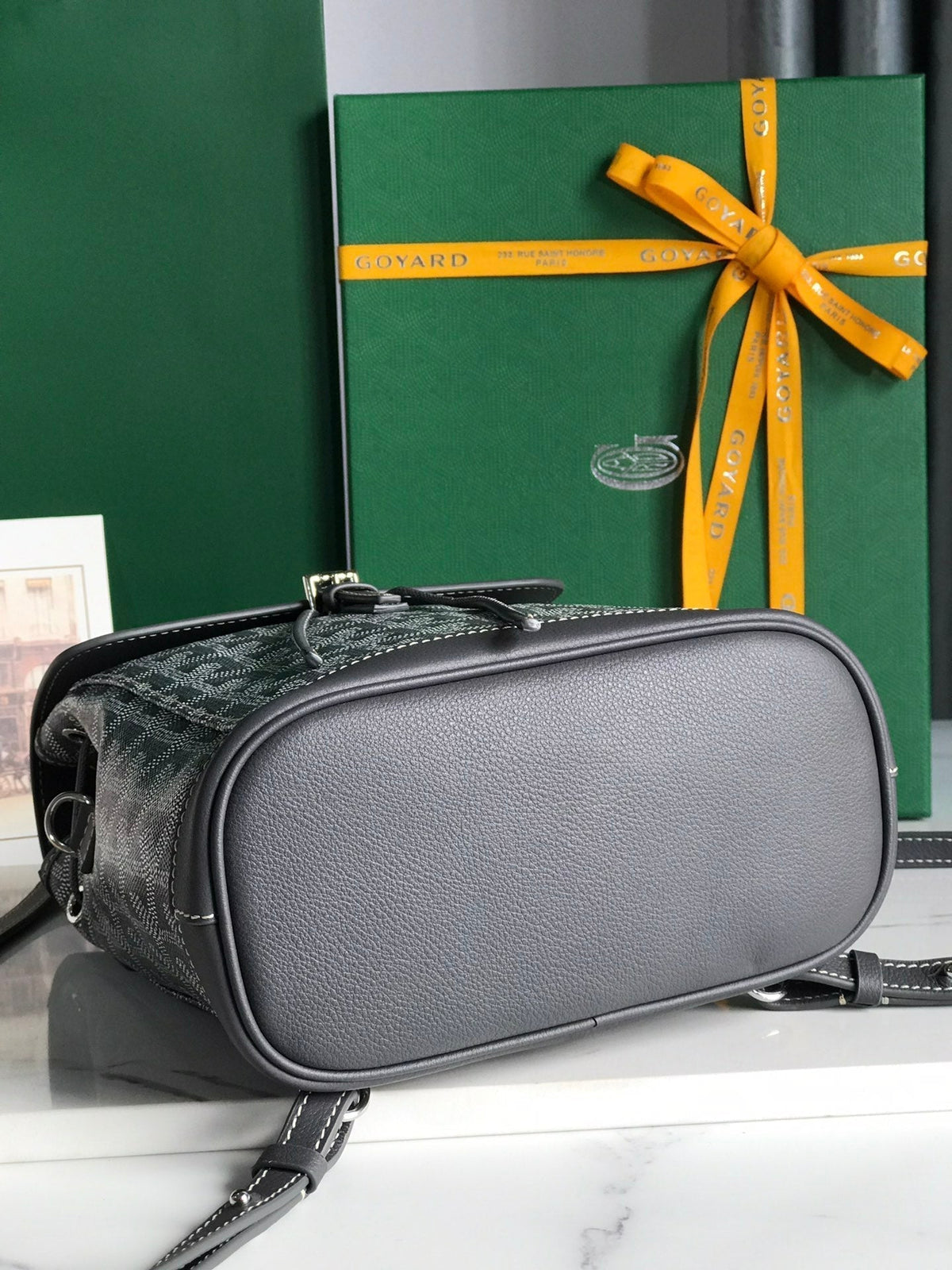 ALPIN MINI BACKPACK 21 IN GRAY LAMBSKIN AND GOYARDINE CANVAS