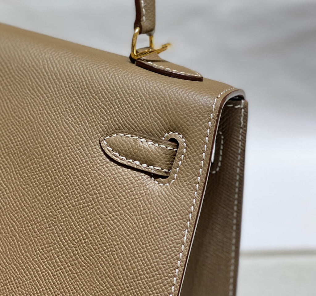 KELLY 25CM IN ETOUPE EPSOM CALFSKIN GOLD HARDWARE