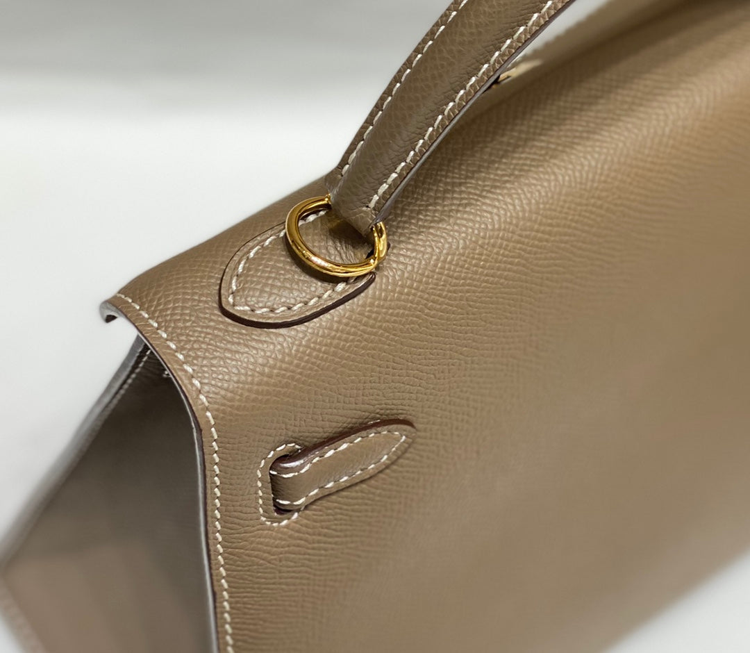 KELLY 25CM IN ETOUPE EPSOM CALFSKIN GOLD HARDWARE