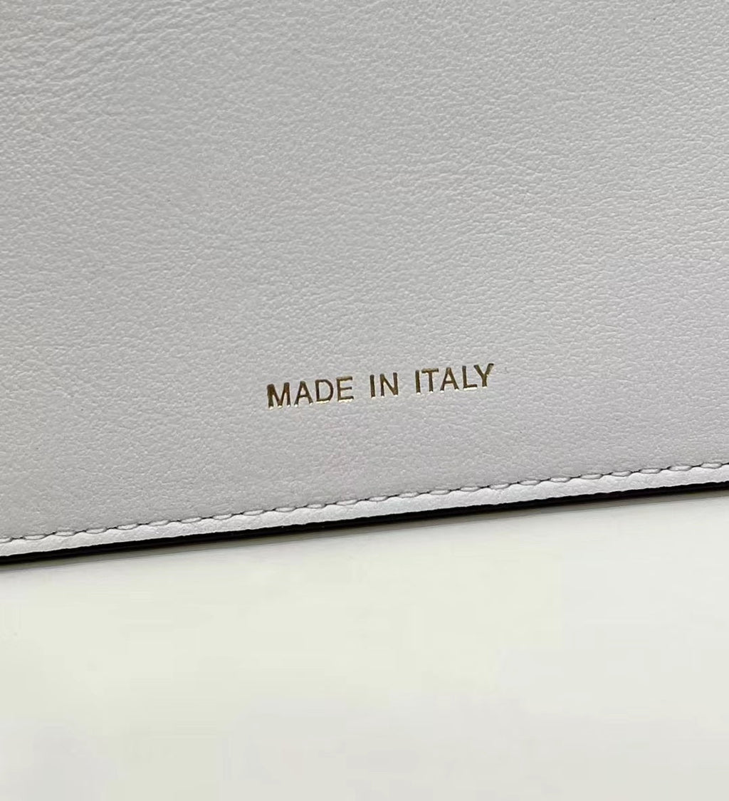 FENDI PEEKABOO 33 BAG IN WHITE CALFSKIN WITH STRAP GOLD HARDWARE