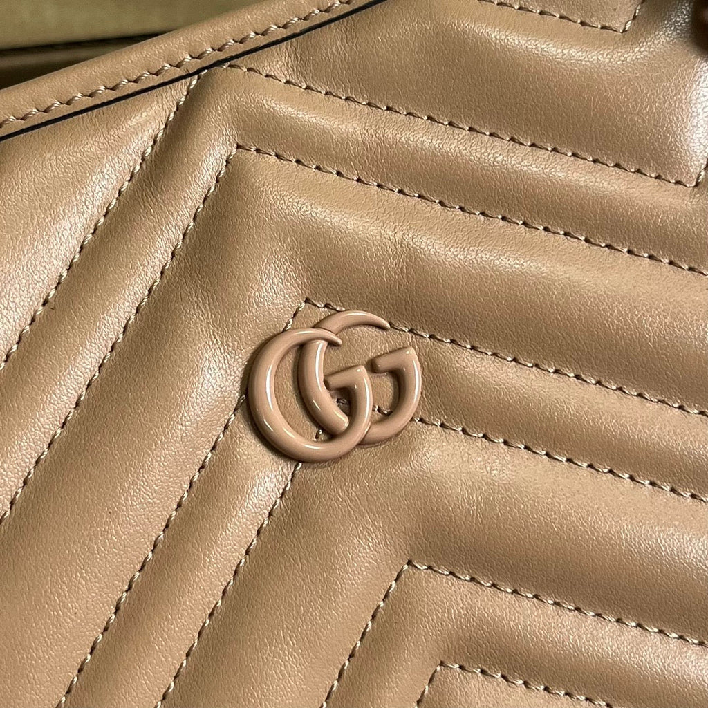 GG MARMONT LARGE 38 TOTE IN BEIGE CAMEL CALFSKIN
