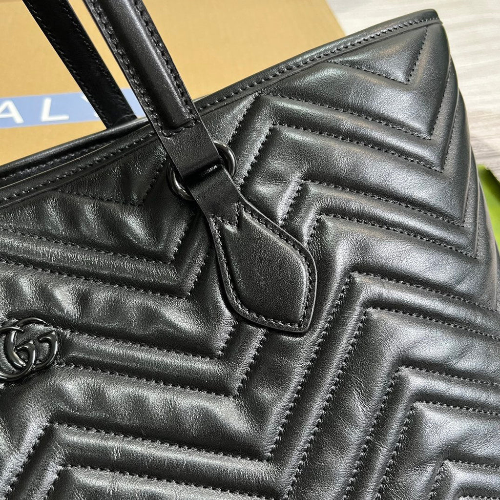 GG MARMONT LARGE 38 TOTE IN BLACK CALFSKIN