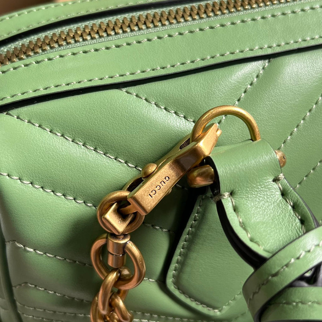 GG MARMONT MATELASSE 27 HANDBAG LIGHT GREEN CALFSKIN