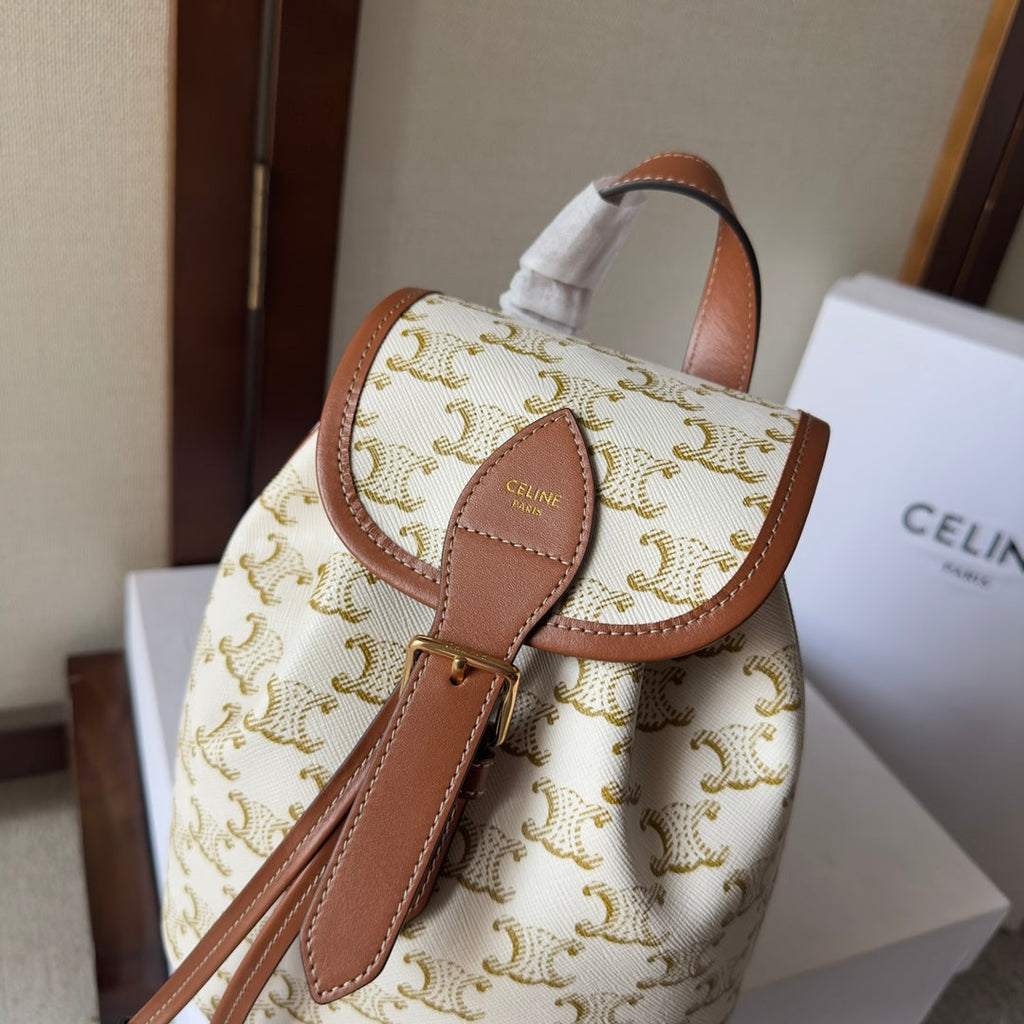 SMALL FOLCO BACKPACK 20 IN WHITE TRIOMPHE CANVAS
