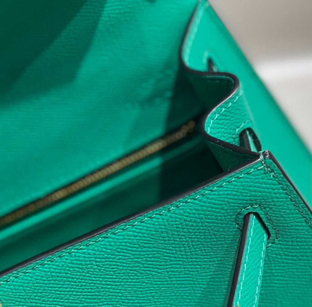 KELLY 25CM IN VERT VERTIGO EPSOM CALFSKIN GOLD HARDWARE