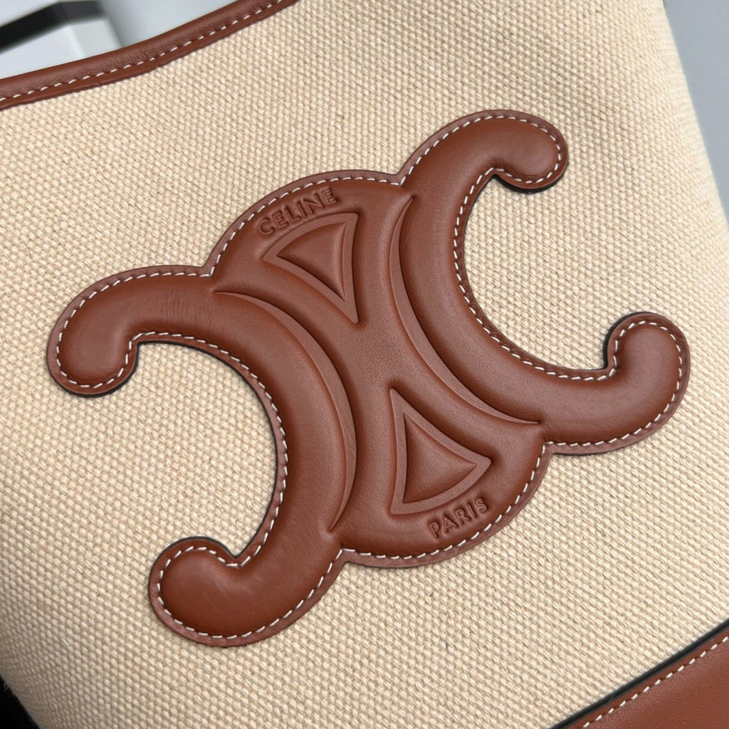 BUCKET CUIR TRIOMPHE 24 BEIGE BROWN CALFSKIN