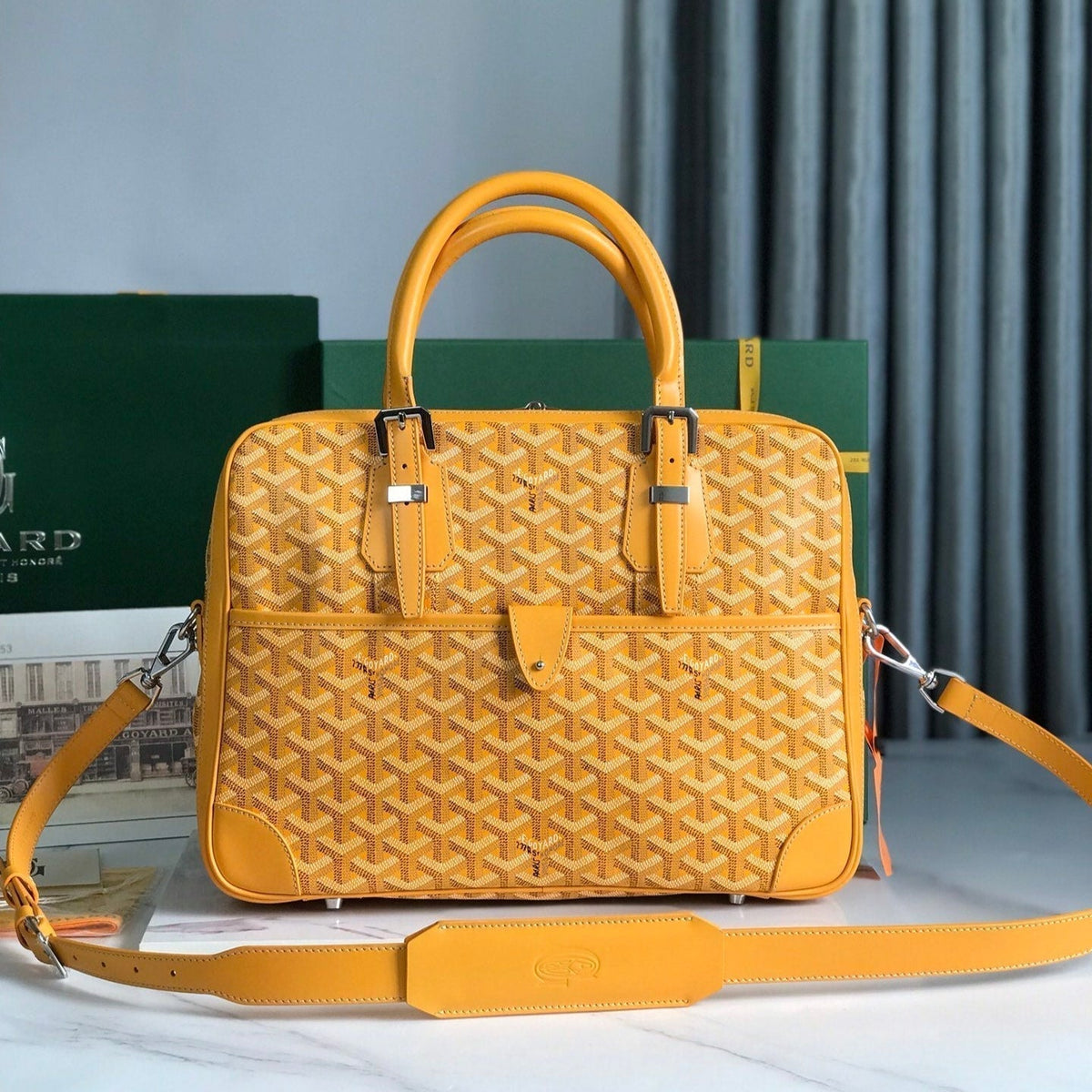 AMBASSADE DOCUMENT CASE 35 IN YELLOW GOYARDINE CANVAS
