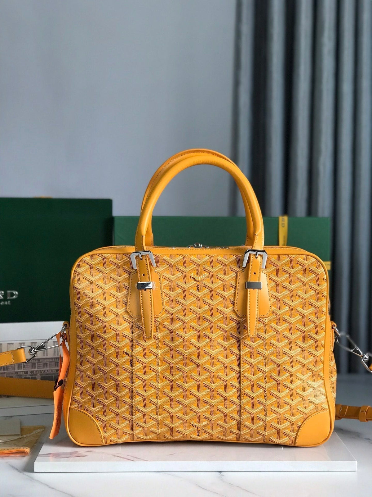 AMBASSADE DOCUMENT CASE 35 IN YELLOW GOYARDINE CANVAS