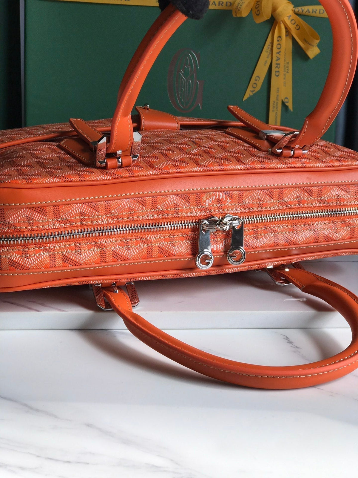 AMBASSADE DOCUMENT CASE 35 IN ORANGE GOYARDINE CANVAS