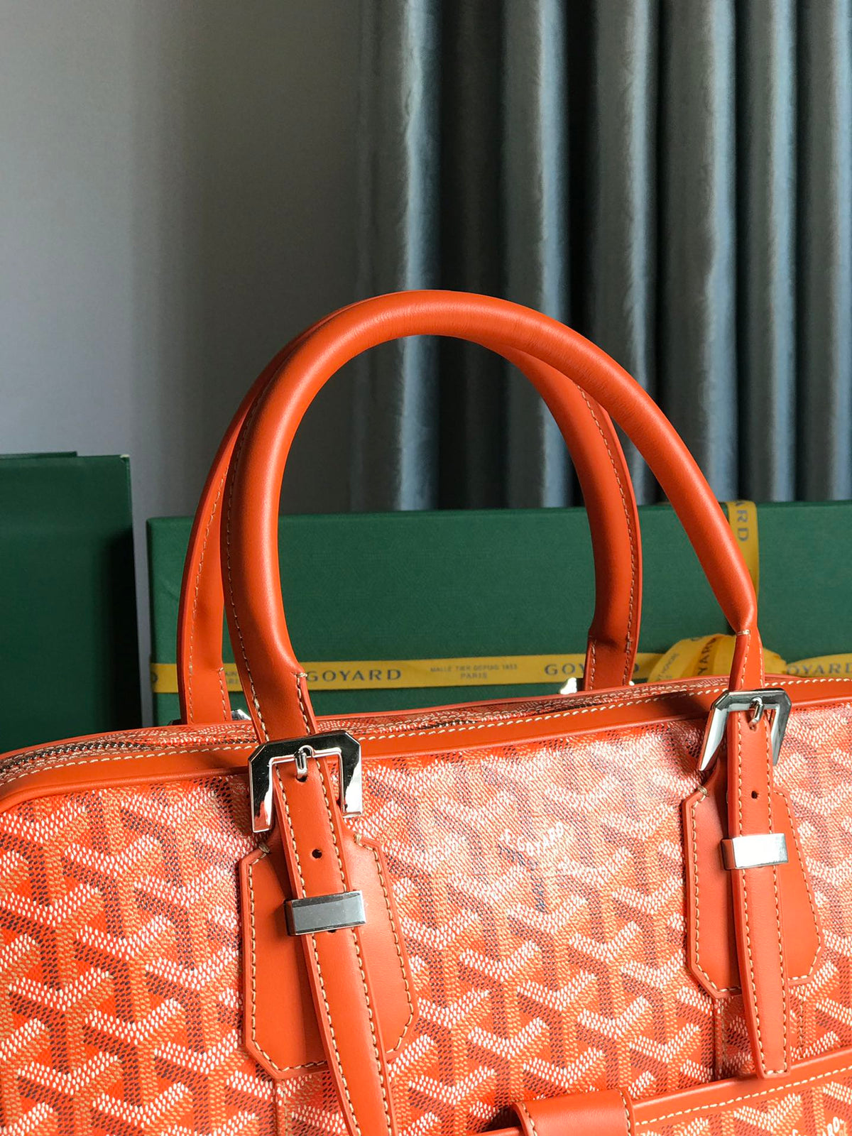 AMBASSADE DOCUMENT CASE 35 IN ORANGE GOYARDINE CANVAS