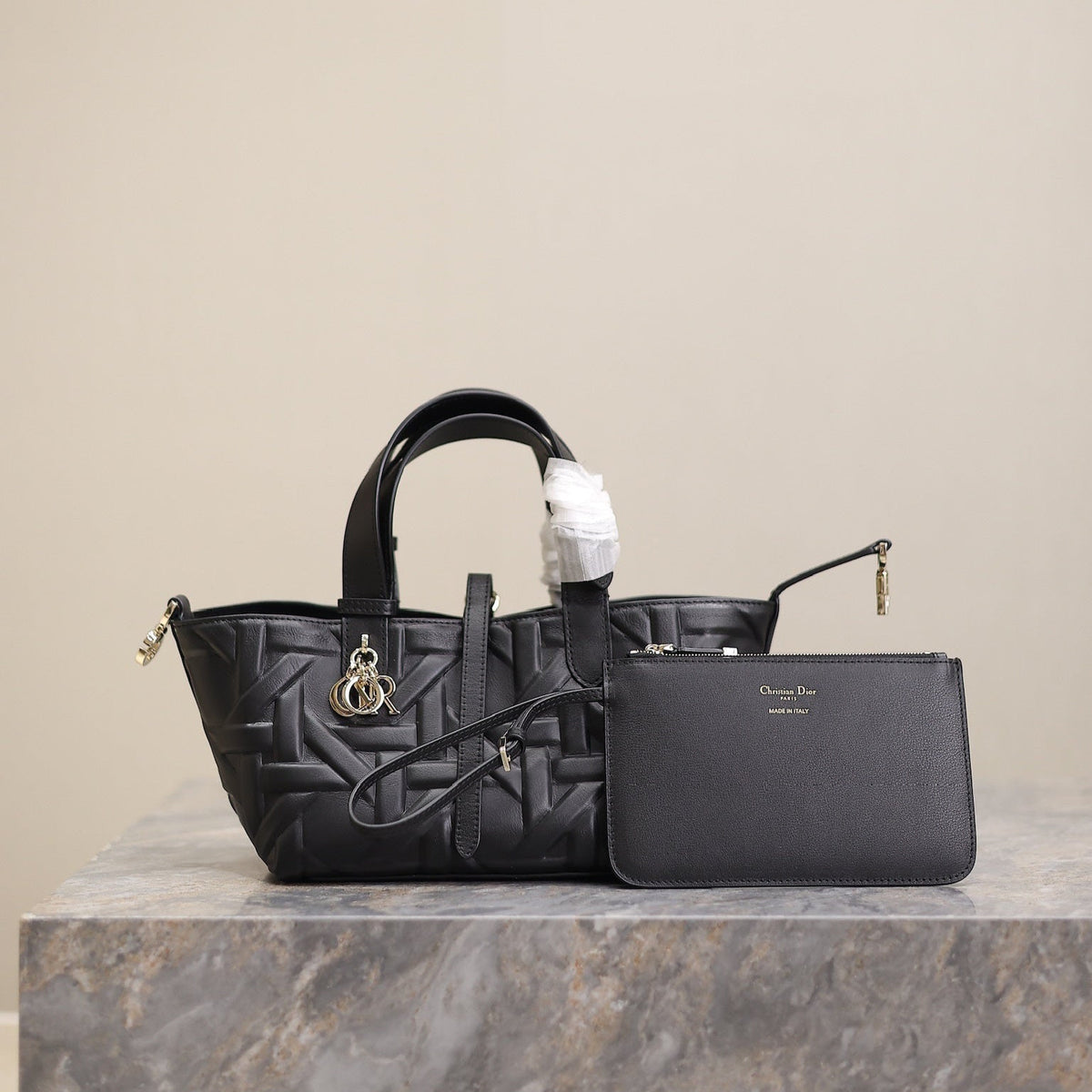 MINI TOUJOURS BAG 23 IN BLACK CANNAGE GRAPHIC CALFSKIN