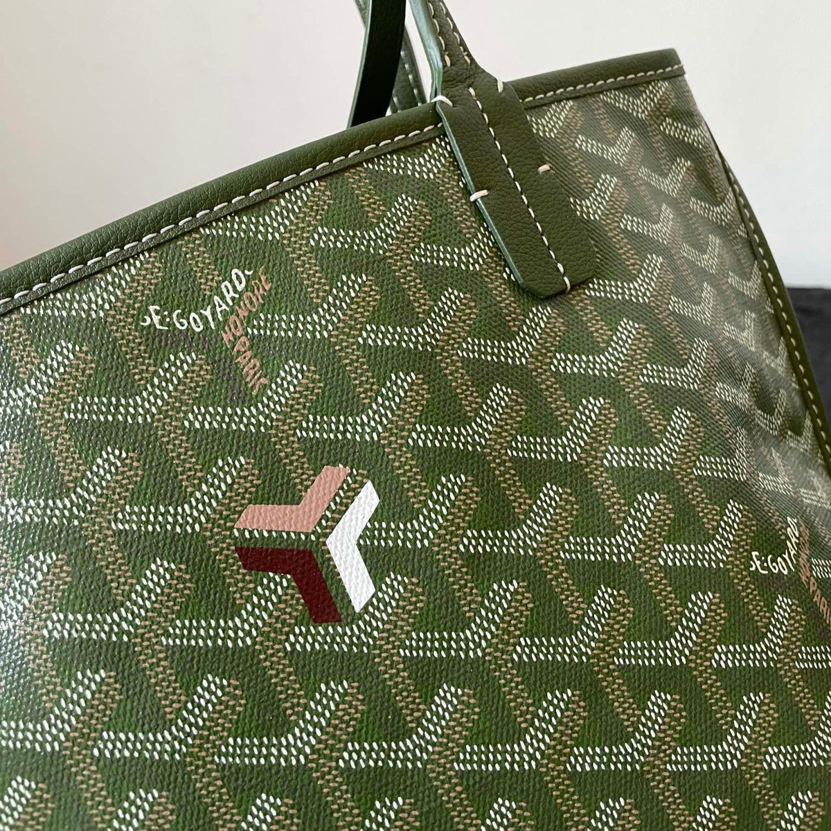 ANJOU MINI BAG 20 IN WOODLAND GREEN GOYARDINE CANVAS AND CALFSKIN