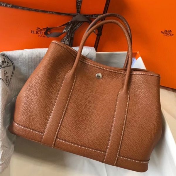 HERM Garden Party 30 Bag In Gold Taurillon Leather