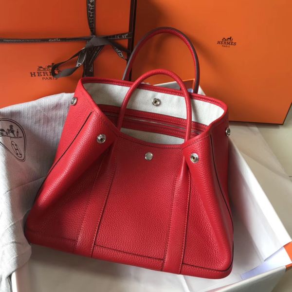 HERM Garden Party 30 Bag In Red Taurillon Leather