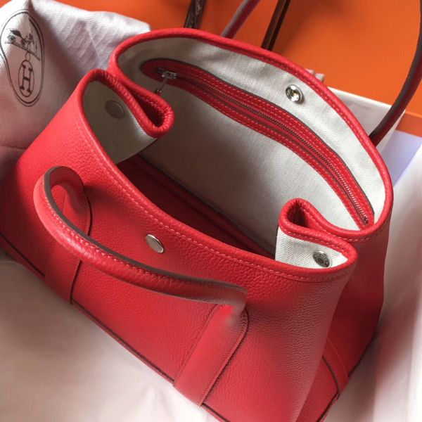 HERM Garden Party 30 Bag In Red Taurillon Leather
