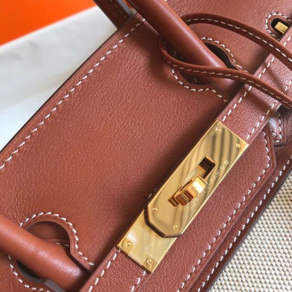 HERM Birkin 30cm Bag In Toile H Canvas With Barenia Leather