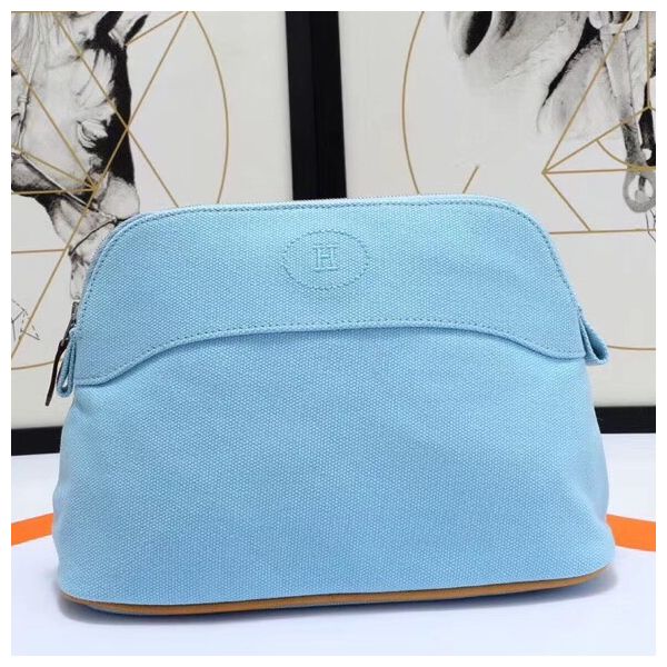HERM Medium Bolide Travel Case In Blue Lin Cotton
