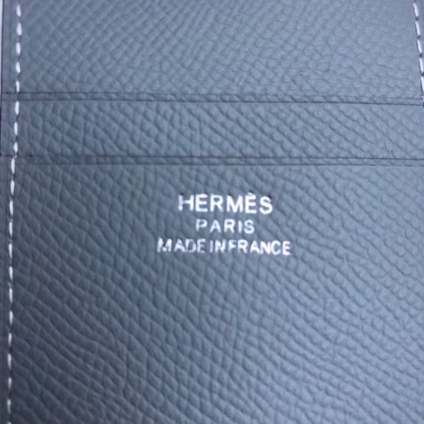 HERM MC¬≤ Euclide Card Holder In Blue Lin Epsom Leather