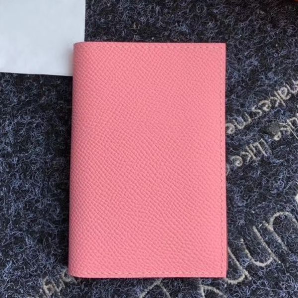 HERM MC¬≤ Euclide Card Holder In Pink Epsom Leather