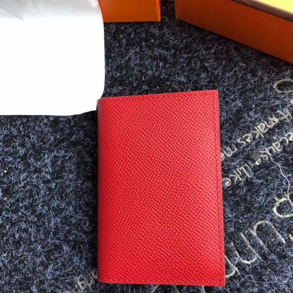 HERM MC¬≤ Euclide Card Holder In Red Epsom Leather