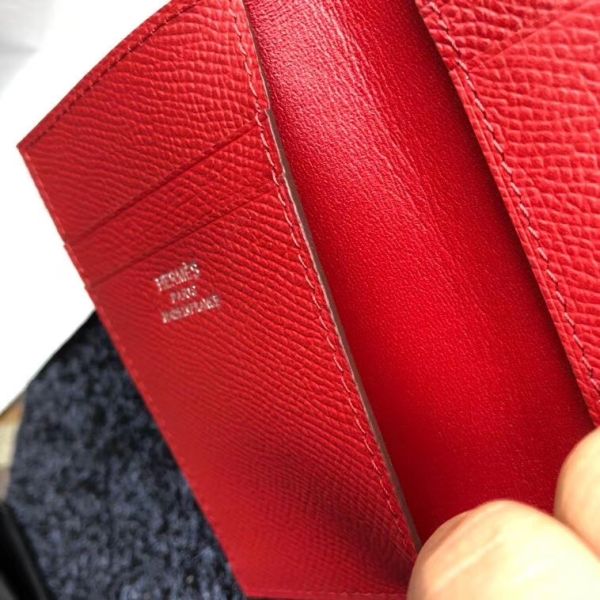 HERM MC¬≤ Euclide Card Holder In Red Epsom Leather