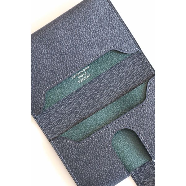 HERM R.M.S Card Holder in Blue Nuit Evergrain Calfskin