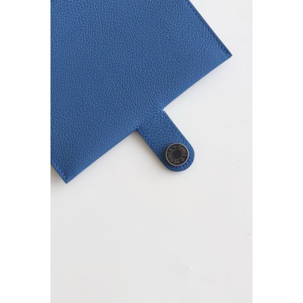 HERM R.M.S Passport Holder in Blue France Evercolor Calfskin