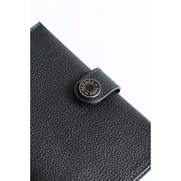 HERM R.M.S Passport Holder in Black Evercolor Calfskin