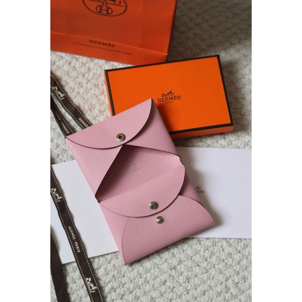 HERM Calvi Duo Card Holder in Mauve Sylvestre Epsom Calfskin