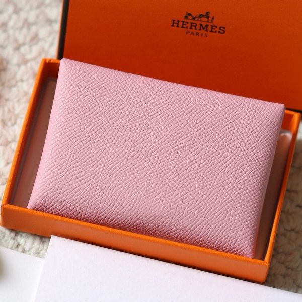 HERM Calvi Duo Card Holder in Mauve Sylvestre Epsom Calfskin