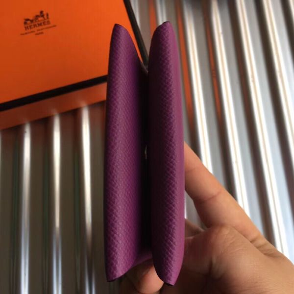 HERM Calvi Card Holder In Purple Epsom Leather