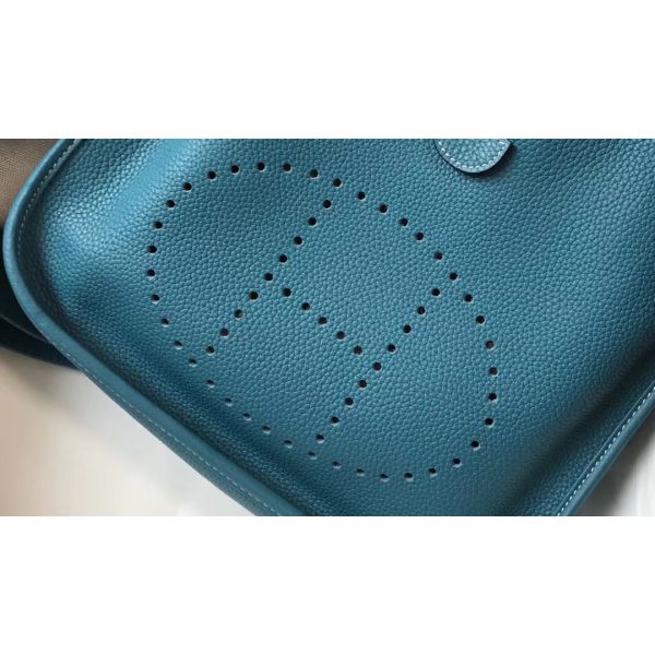 HERM Evelyne III 29 PM Bag In Blue Jean Clemence Leather