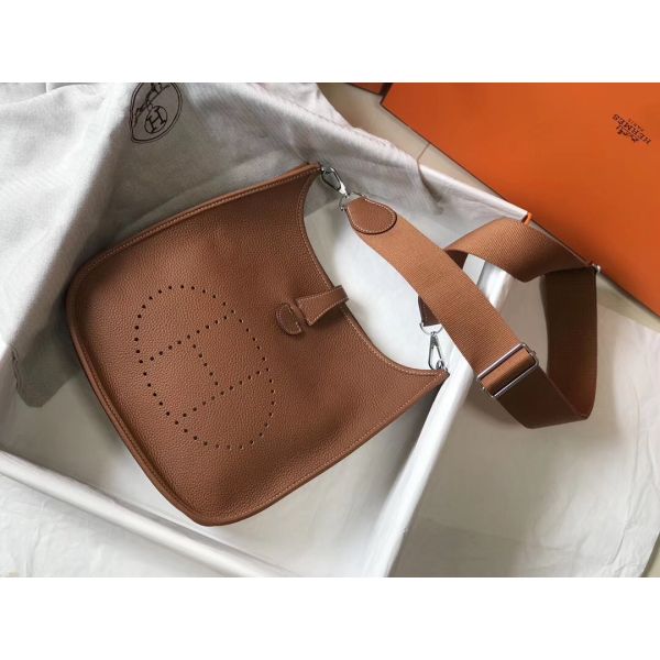 HERM Evelyne III 29 PM Bag In Gold Clemence Leather