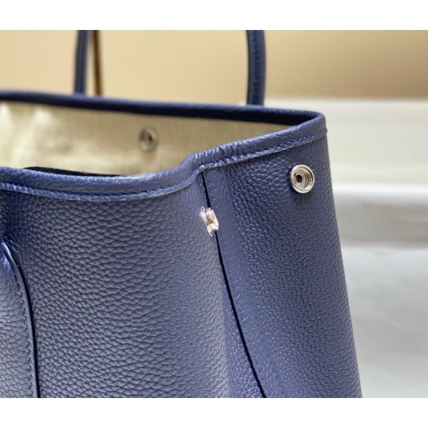 HERM Garden Party 30 Bag In Blue Saphir Taurillon Leather