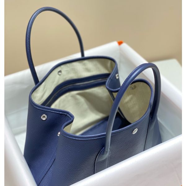 HERM Garden Party 36 Bag In Blue Saphir Clemence Leather