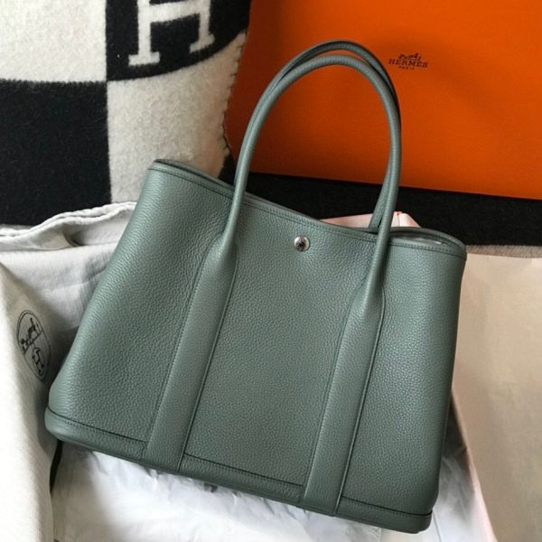 HERM Garden Party 36 Bag In Vert Amanda Clemence Leather