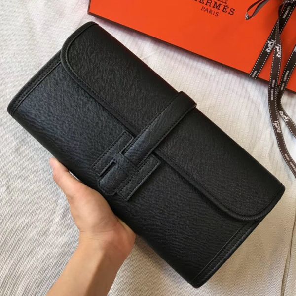 HERM Jige Elan 29 Clutch In Black Epsom Leather