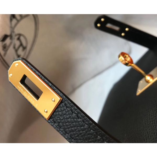 HERM Kelly Mini II Bag In Black Epsom Leather GHW