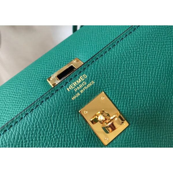 HERM Kelly 25cm Sellier Bag In Malachite Epsom Leather