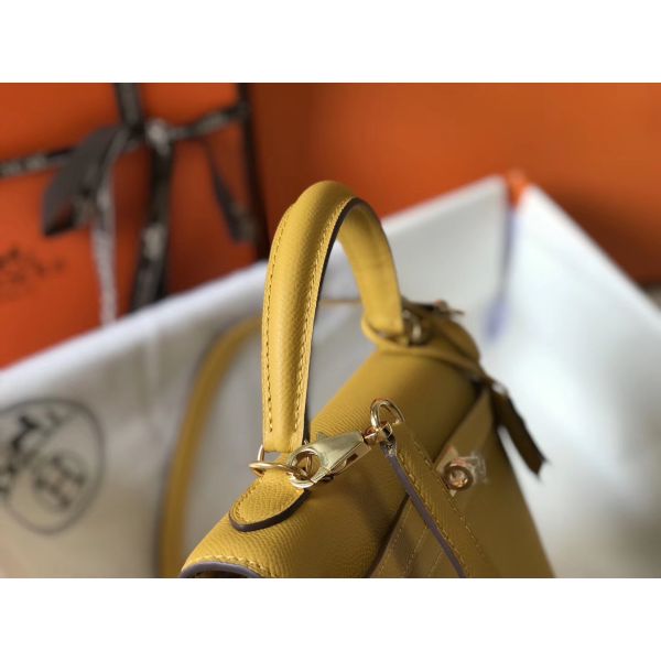 HERM Kelly 25cm Sellier Bag In Yellow Epsom Leather