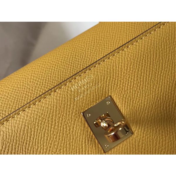 HERM Kelly 25cm Sellier Bag In Yellow Epsom Leather