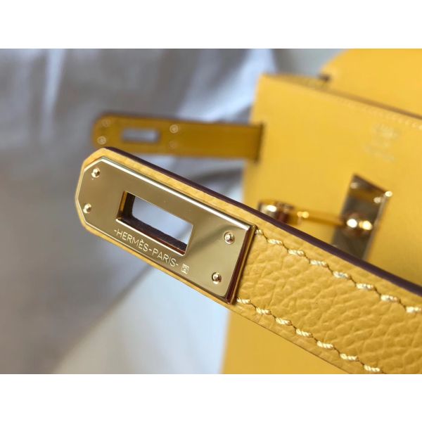 HERM Kelly 25cm Sellier Bag In Yellow Epsom Leather