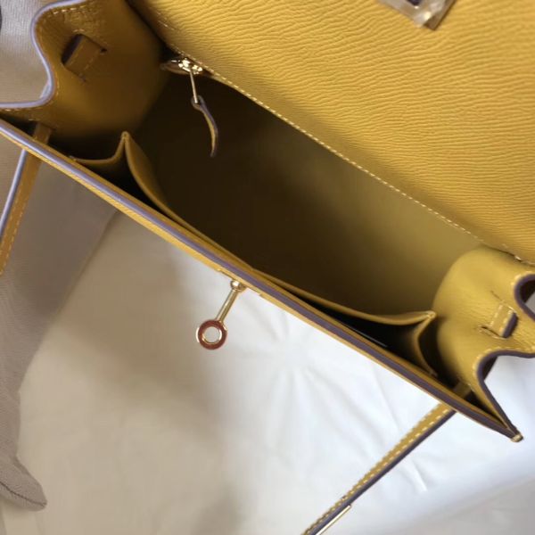HERM Kelly 25cm Sellier Bag In Yellow Epsom Leather